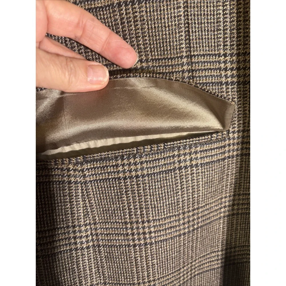 Hart Schaffer Marx Wool Plaid Suit Jacket‎ Sz 46 Regular